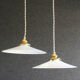 2 French suspensions in smooth white opalines with new cables and sockets