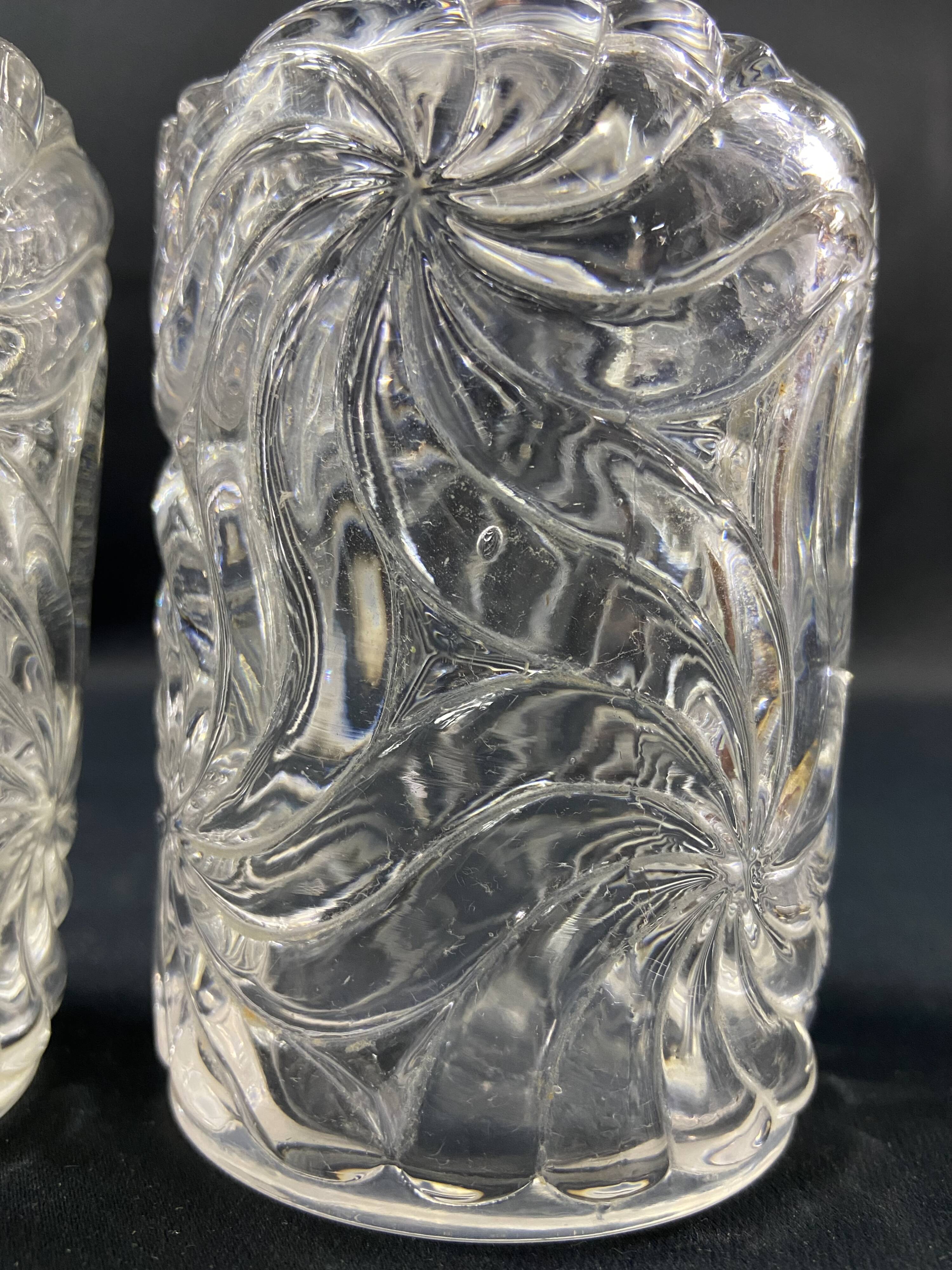 Pair of early 20th century SAINT LOUIS crystal perfume bottles, Fleurs de viole model