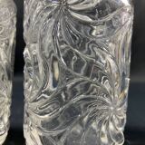 Pair of early 20th century SAINT LOUIS crystal perfume bottles, Fleurs de viole model