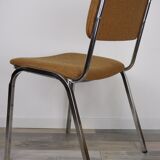 Suite of 6 chrome and tweed chairs 50
