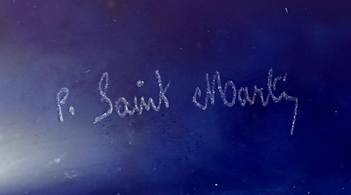 Sconces, signed, in satin blue glass paste from the 1930s