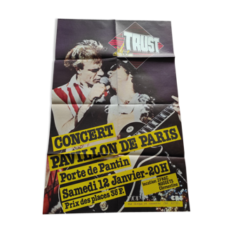 Affiche du concert de trust du 12 janvier 1980 de 120 x 75 cm tres rare