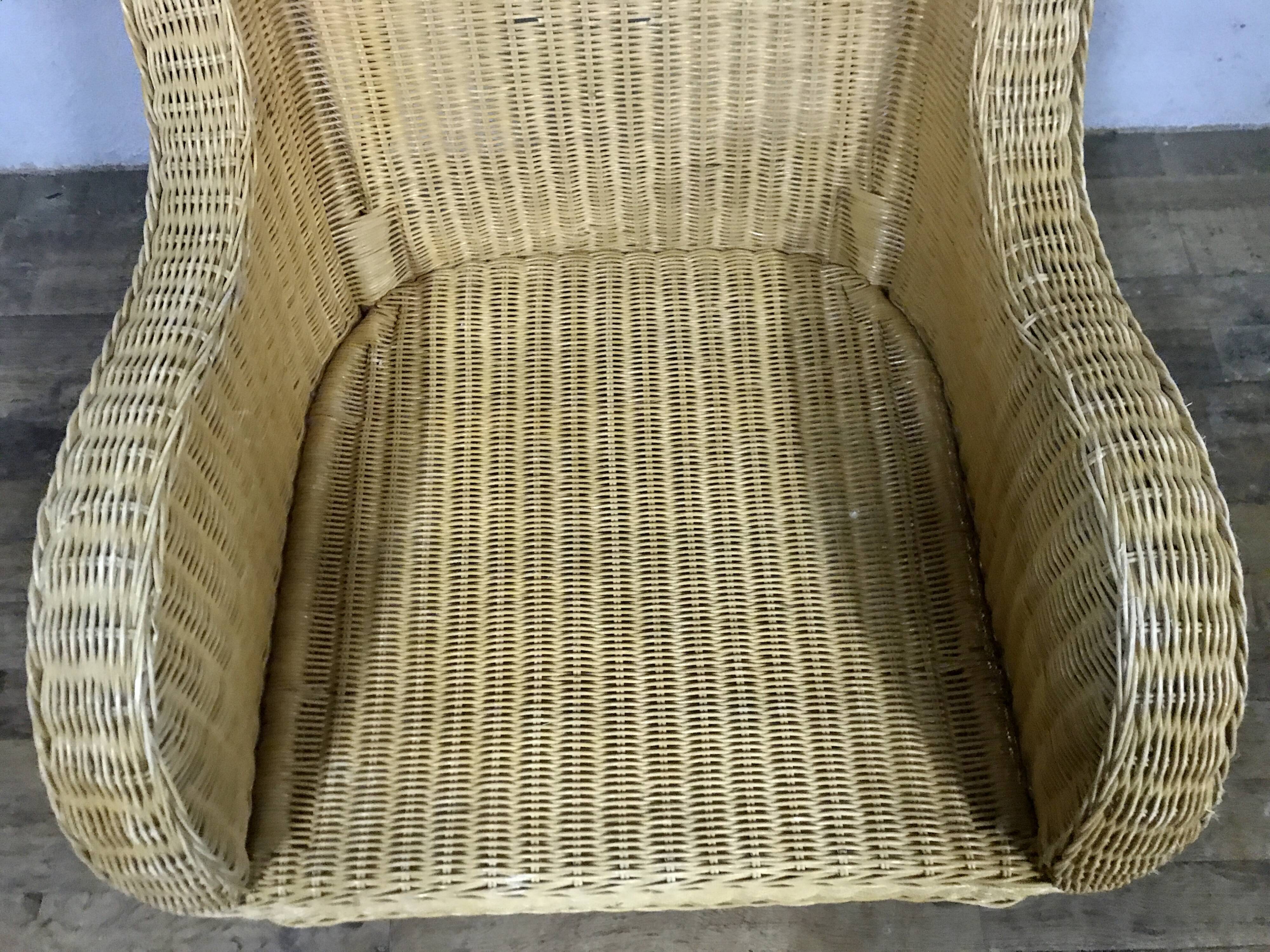 Fauteuil en rotin bambou osier 1950/1960 vintage