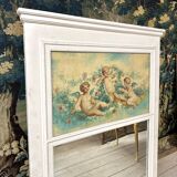 Fireplace Trumeau In White Lacquered Wood, Late 19th Century, Louis XVI Style