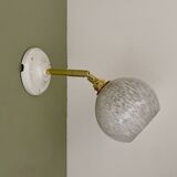 Vintage globe wall lamp in white Clichy glass