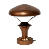Copper and teak table lamp, France 1950s