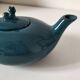Vintage design teapot – cat model – duck blue glazed ceramic