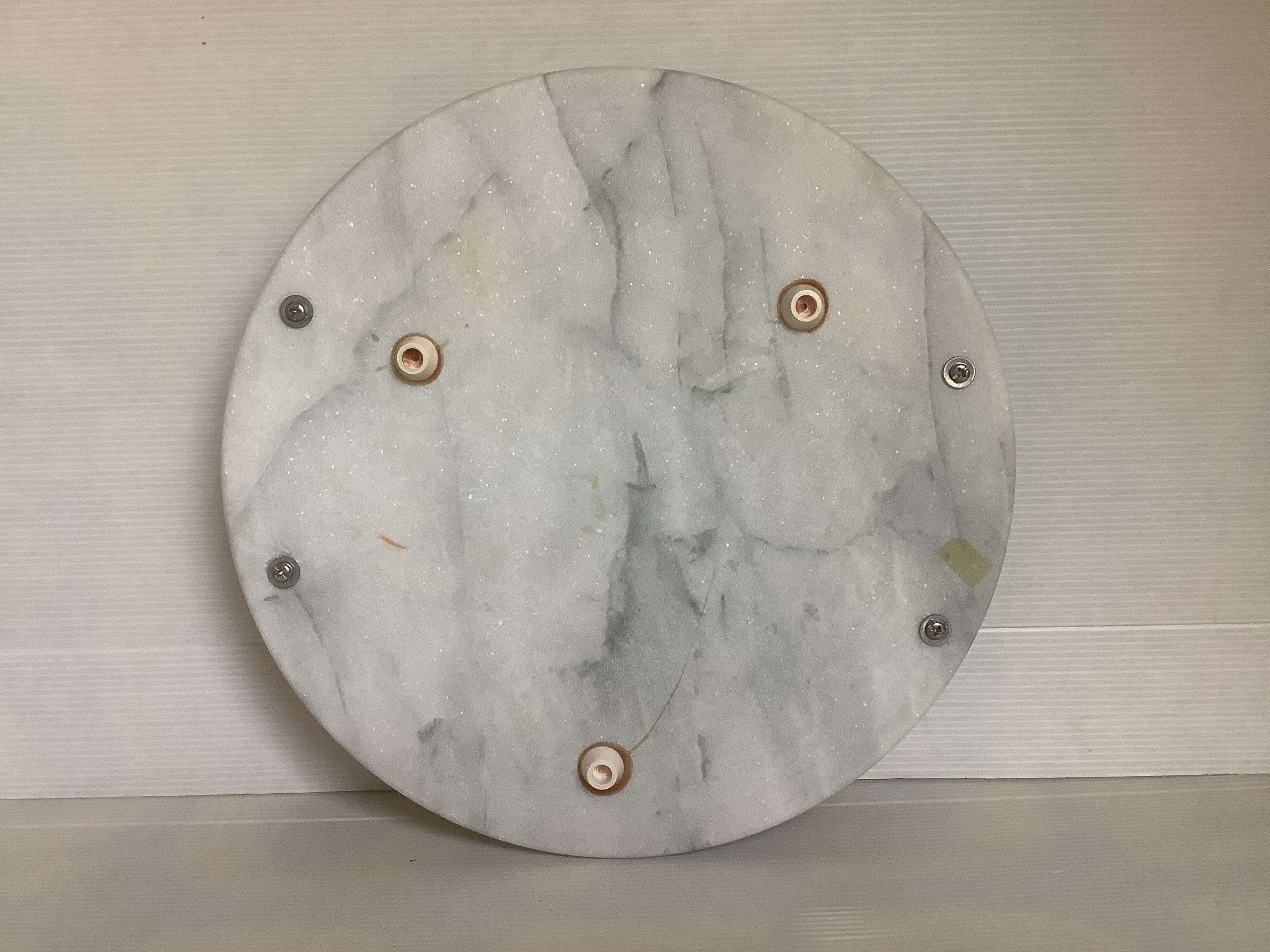 Marble dish with chrome metal handles