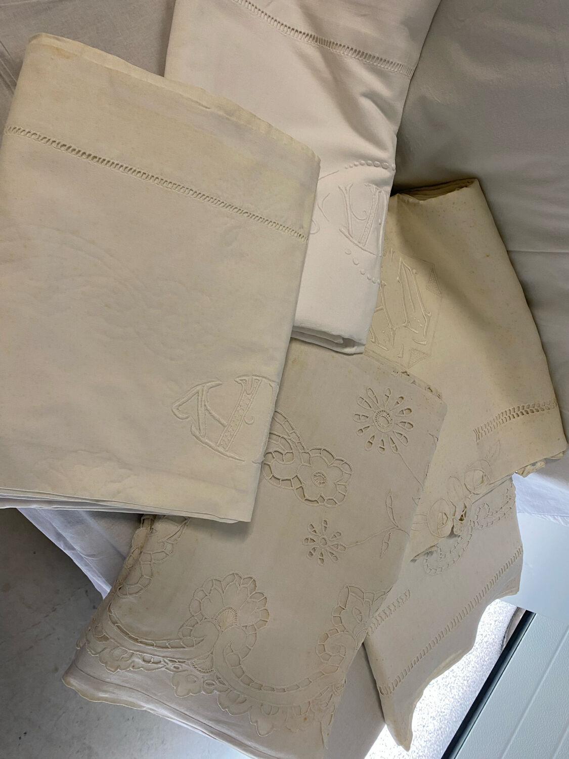 Antique embroidered sheets