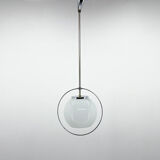 Mid-century milk glass & chrome pendant light