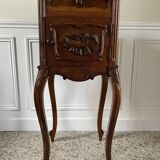 Bedside table / bedside table in veneered wood, molded and carved with foliage Louis XV style