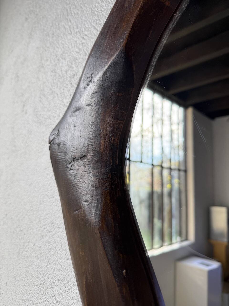 Brutalist wooden mirror 1900