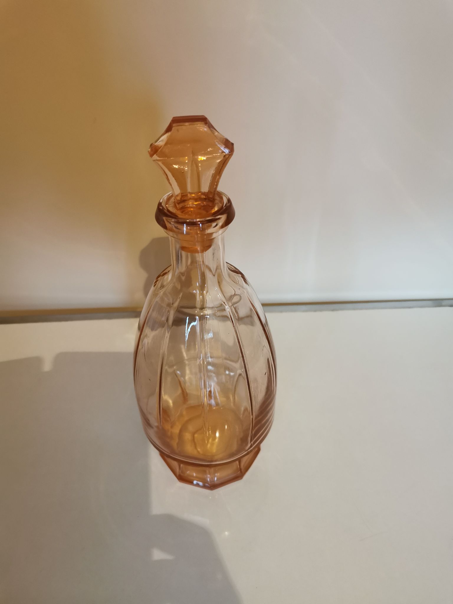 Art Deco glass carafe in amber colour.