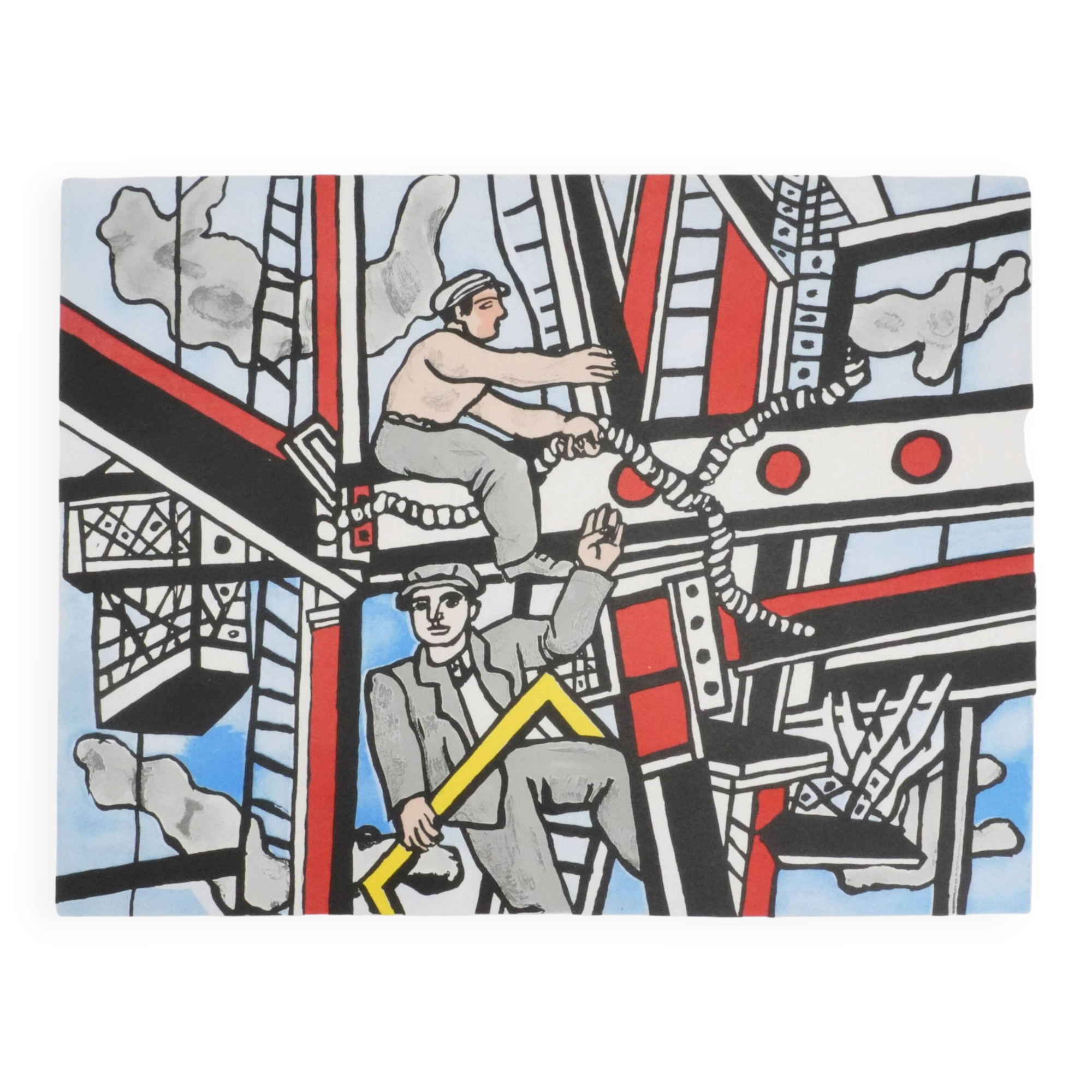 Fernand Léger : Les constructeurs saluant, lithographie signée
