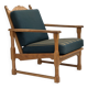 Fauteuil de salon scandinave des années 1970, laine verte pour meubles, bois de chêne massif.