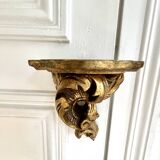 Baroque style wall console shelf in gilded wood