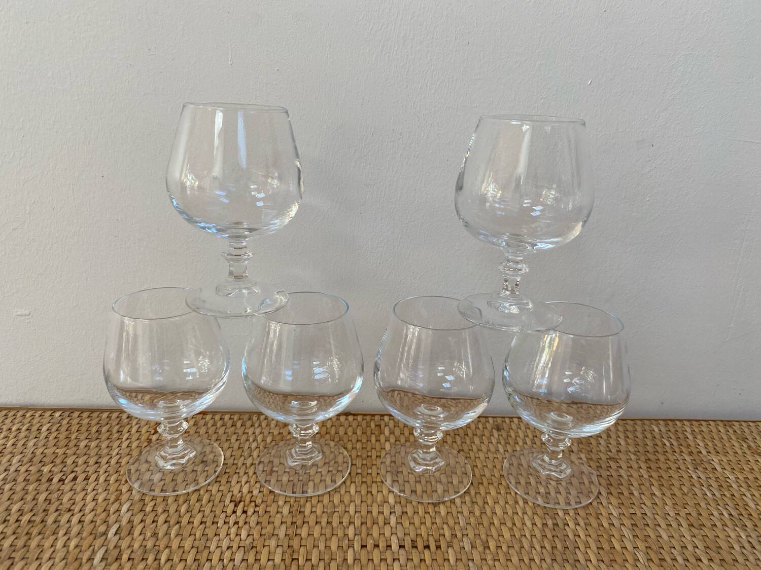 Set of 6 crystal aperitif or cognac glasses