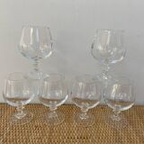 Set of 6 crystal aperitif or cognac glasses