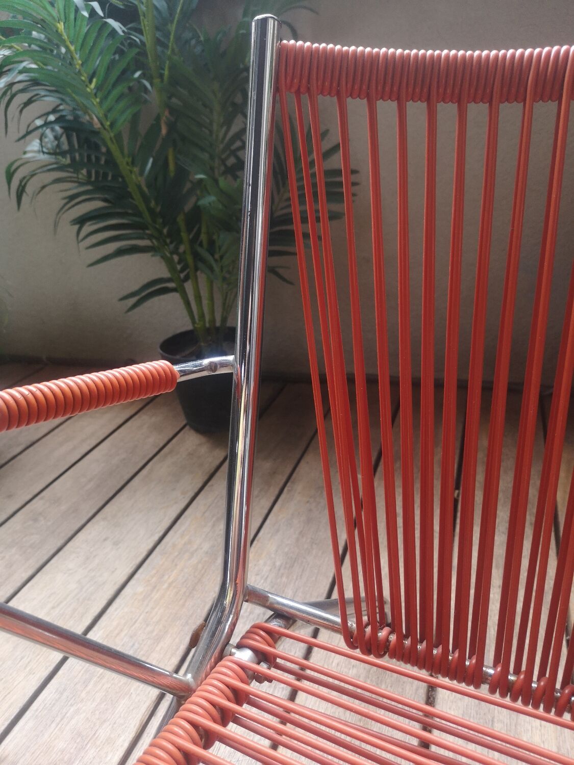 Armchair foldable child vintage 60's "scoubidou" orange