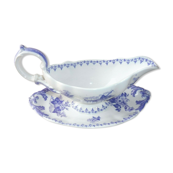 Saucière décor Flore en céramique de Sarreguemines
