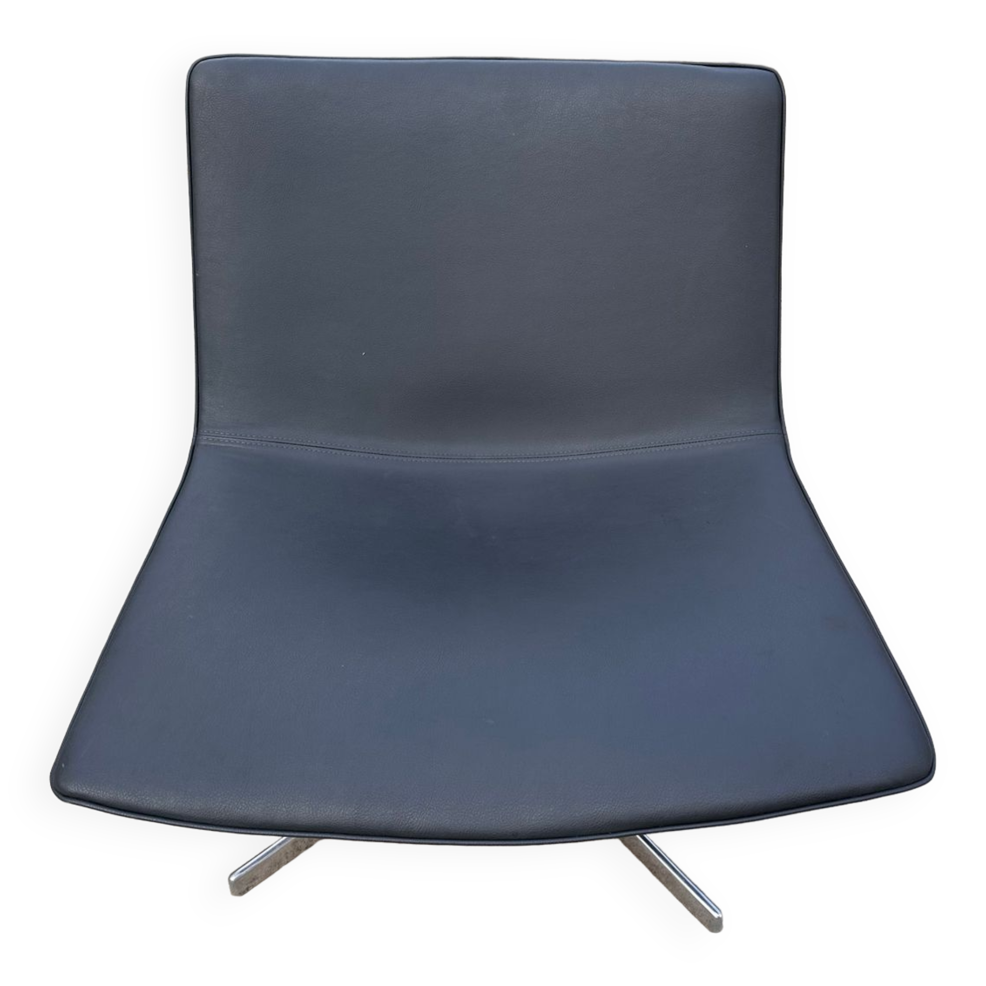 Lounge armchair arper catifa 60 leather grey 4 feet aluminum swivel