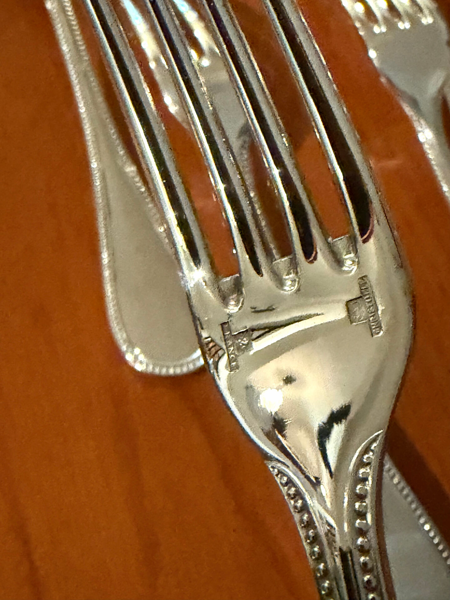 Christofle pearls, dessert cutlery 12 forks 12 spoons 17cm