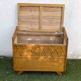 Vintage oak and rattan chest/bench – 1960s