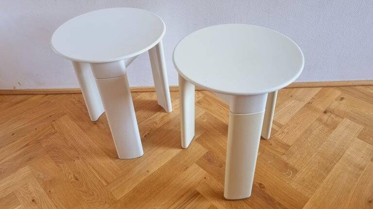 Pair of Midcentury Stools/Side Tables Trio, Olaf Von Bohr, Italy, 1970s