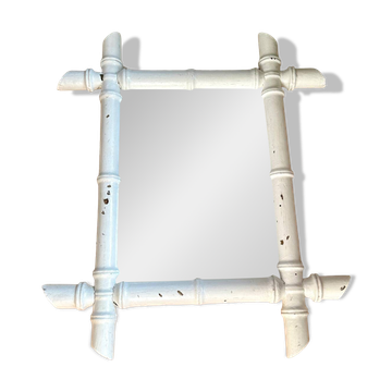 Ancien miroir en bois forme bambou