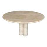 Cream travertine round column leg dining table
