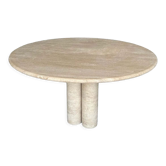 Cream travertine round column leg dining table