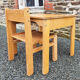 Children's desk and chair, wood and formica, vintage, 70s