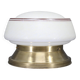 1930s Art Deco brass ceiling light with opaline glass shade, Czechoslovakia, Res
