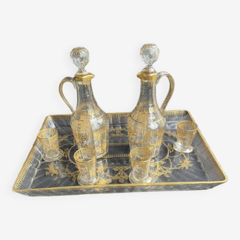 Liquor service – Golden cut crystal - 19th century