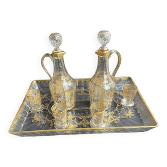 Liquor service – Golden cut crystal - 19th century