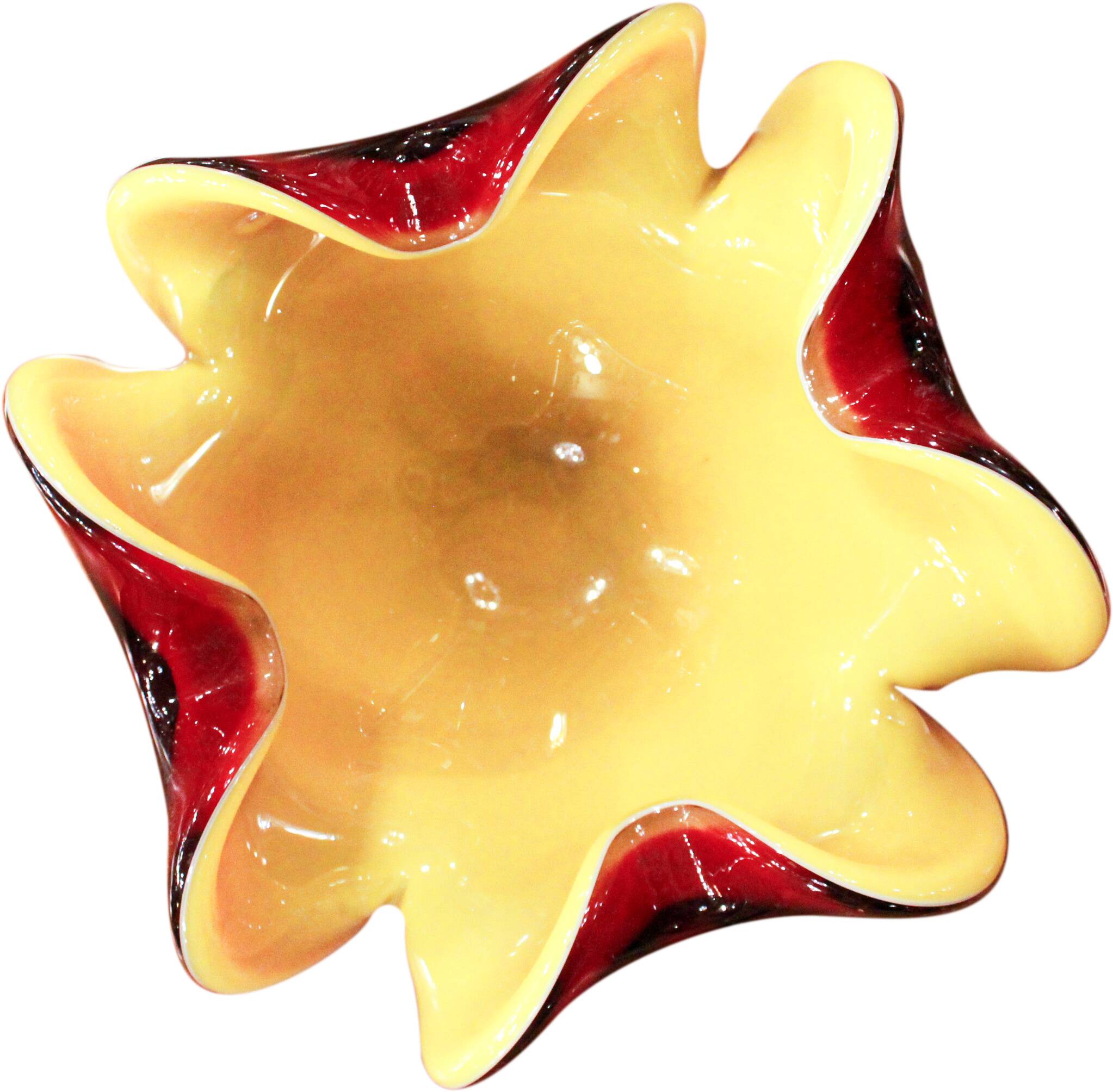 Murano glass ashtray, with an organic design and fluid curves.