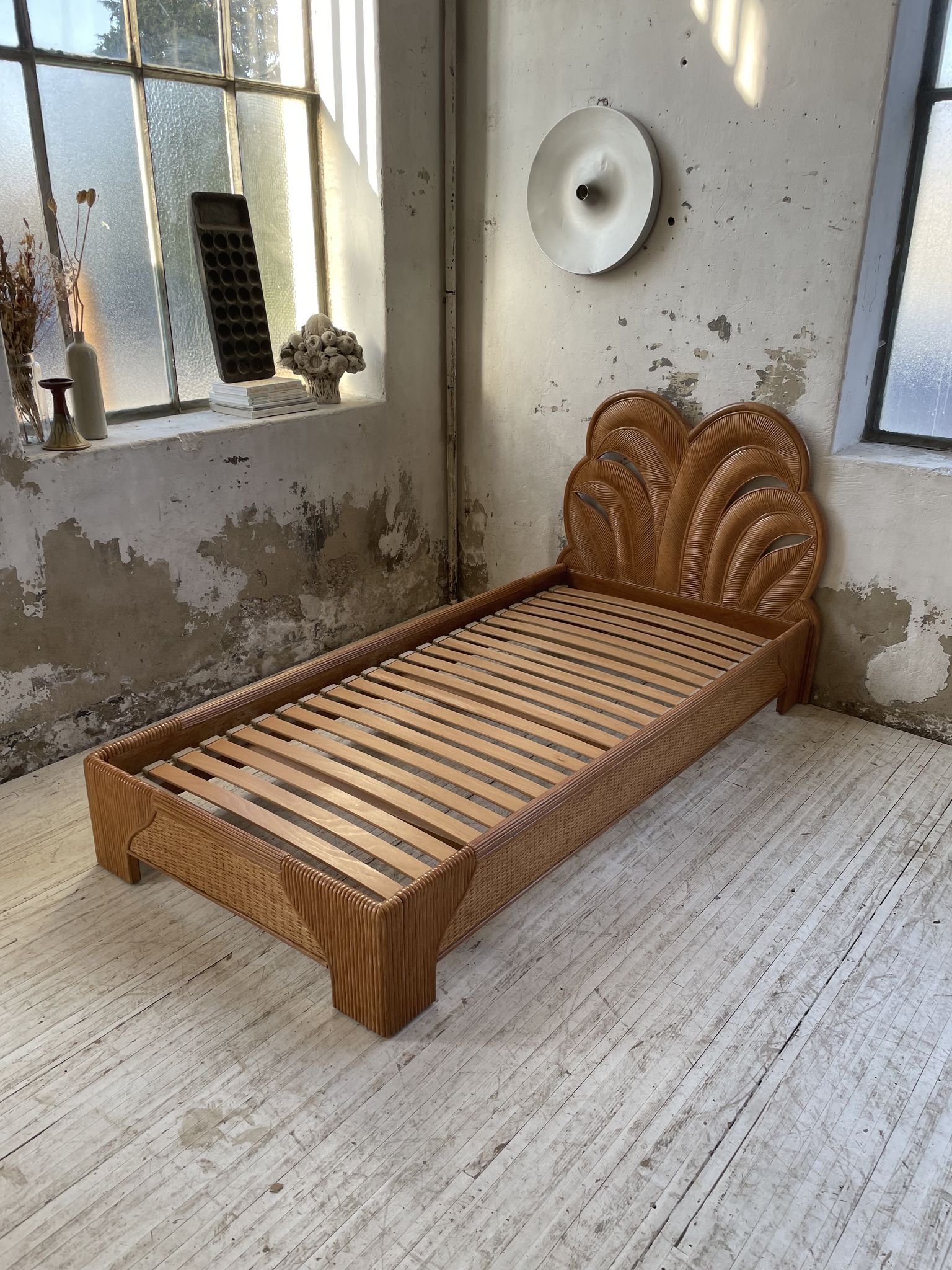 Bed 1 place "palm" wicker and rattan Vivai Del Sud