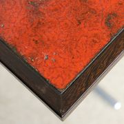 Table de bistrot vintage céramique rouge orangé