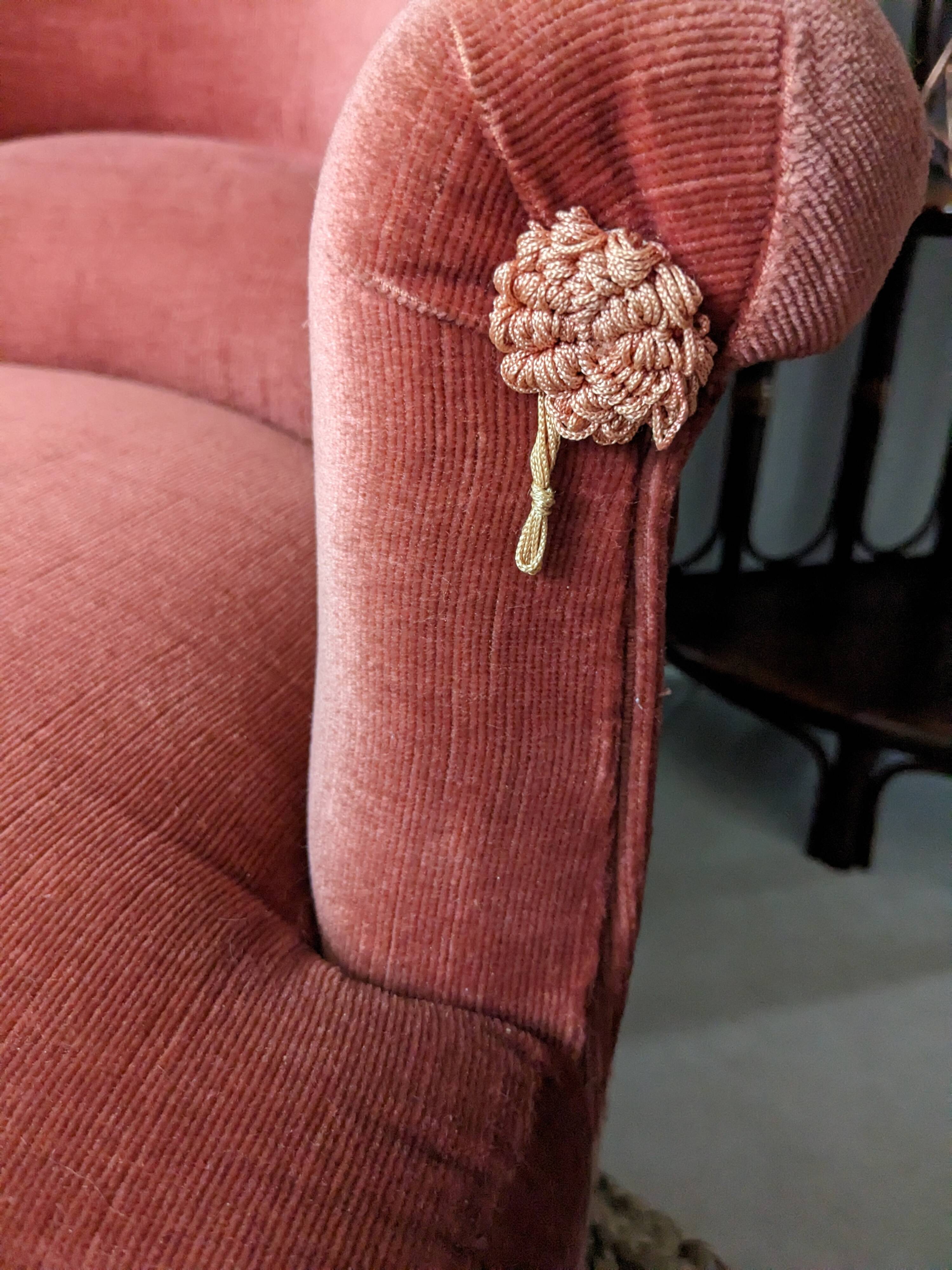 Fauteuil crapaud velours rose