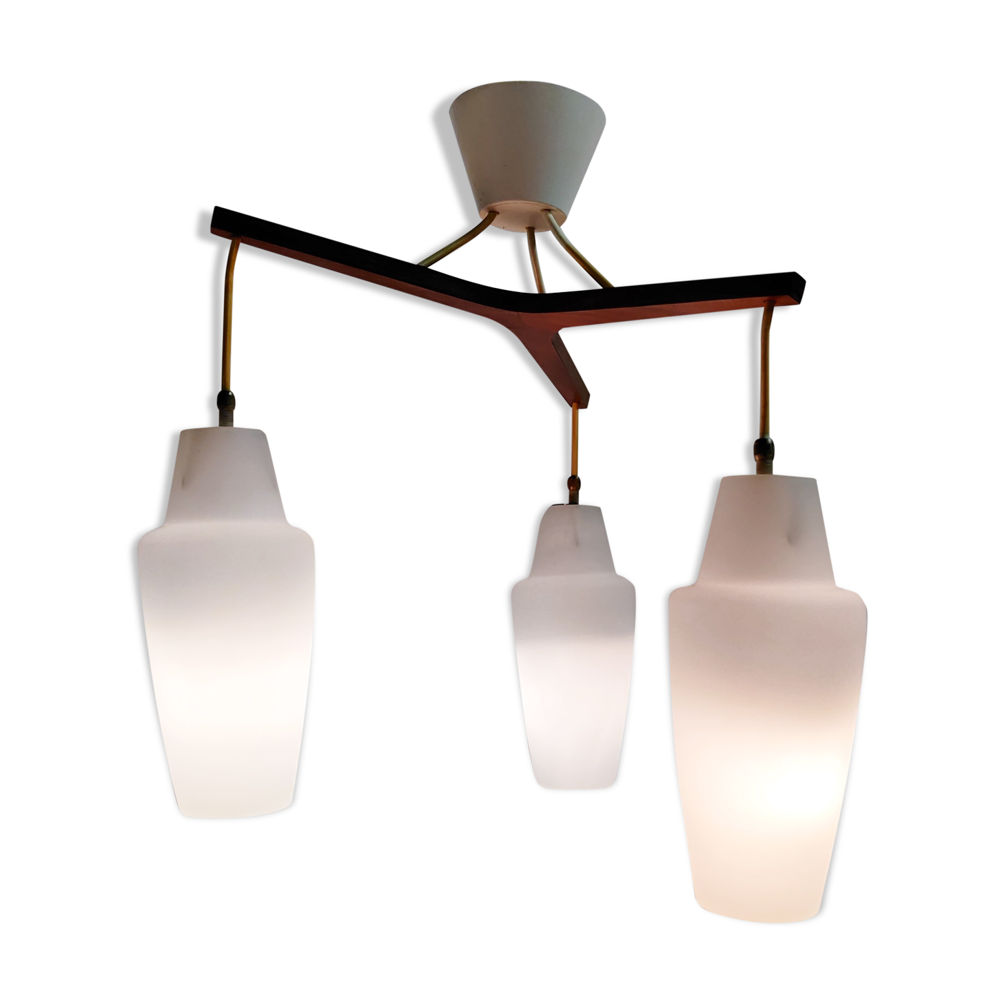 Vintage scandinavian teak chandelier, 1960s