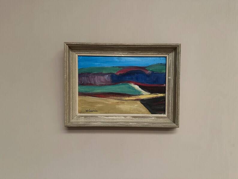 Original Swedish Oil on Canvas – “Abstract Landscape” by W. Engström – Dated 1900 – Signed – Vintage & Framed – 40 × 30 cm (23.6" x 16.5")