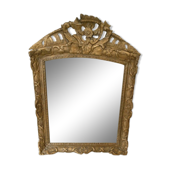 Miroir Louis XV en bois sculpté doré Trumeau de cheminée XIX siècle 80x56cm