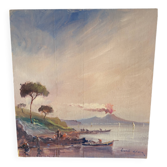 Huile sur bois, années 60 sur chevalet