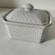 Small white porcelain terrine Geneviève Lethu – graphic relief