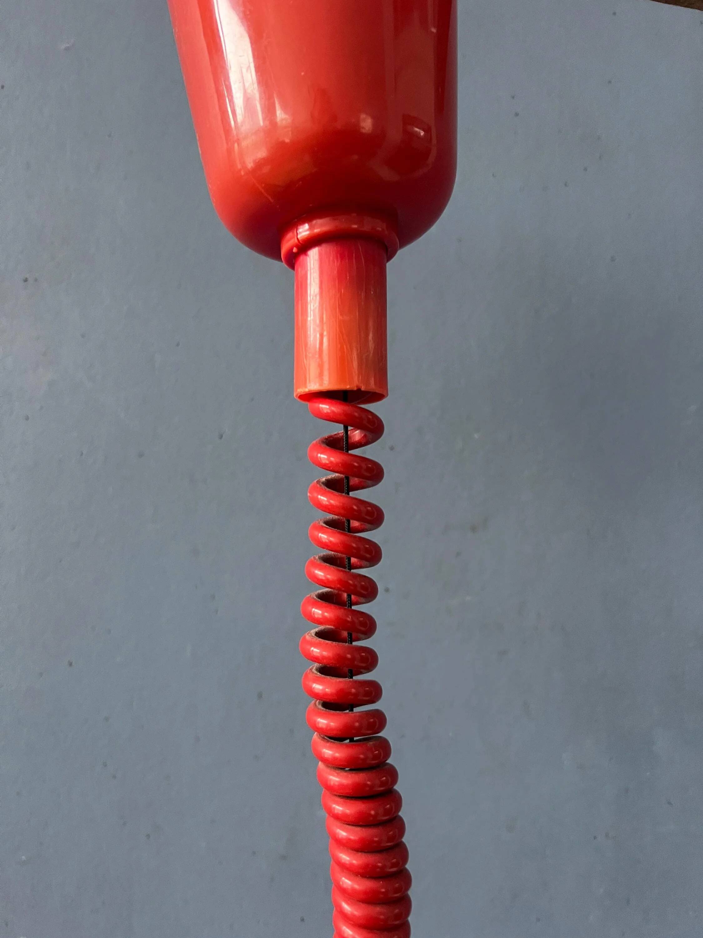 Vintage Space Age red metal pendant light