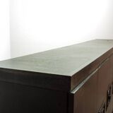 Large Brutalist Black Highboard with Red Accents Belgium 60s