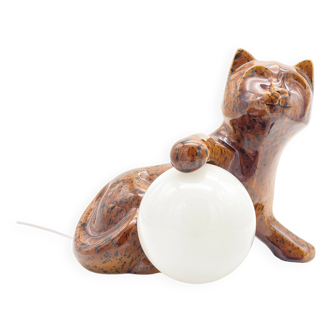Vintage ceramic cat lamp, 1960s-1970s