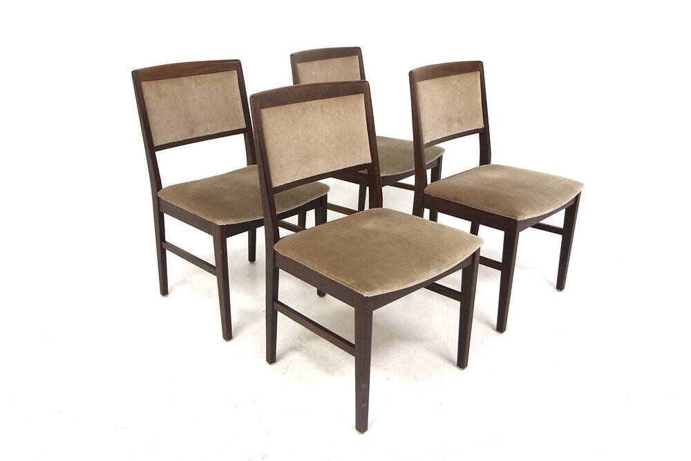 Set de 4 chaises scandinave en noyer, Suède, 1970