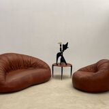 Pangolin leather sofa and armchair by Egg Designs