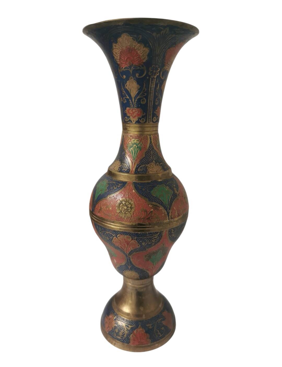 Coloured Indian brass vase